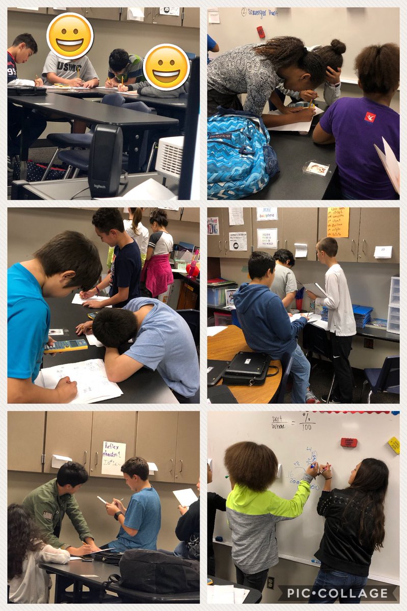 MsDeirdreBurris's tweet photo. Ss working in teams on a percent proportion scavenger hunt @AlysaHardin @UlrichKISD https://t.co/whqfNU9GSq