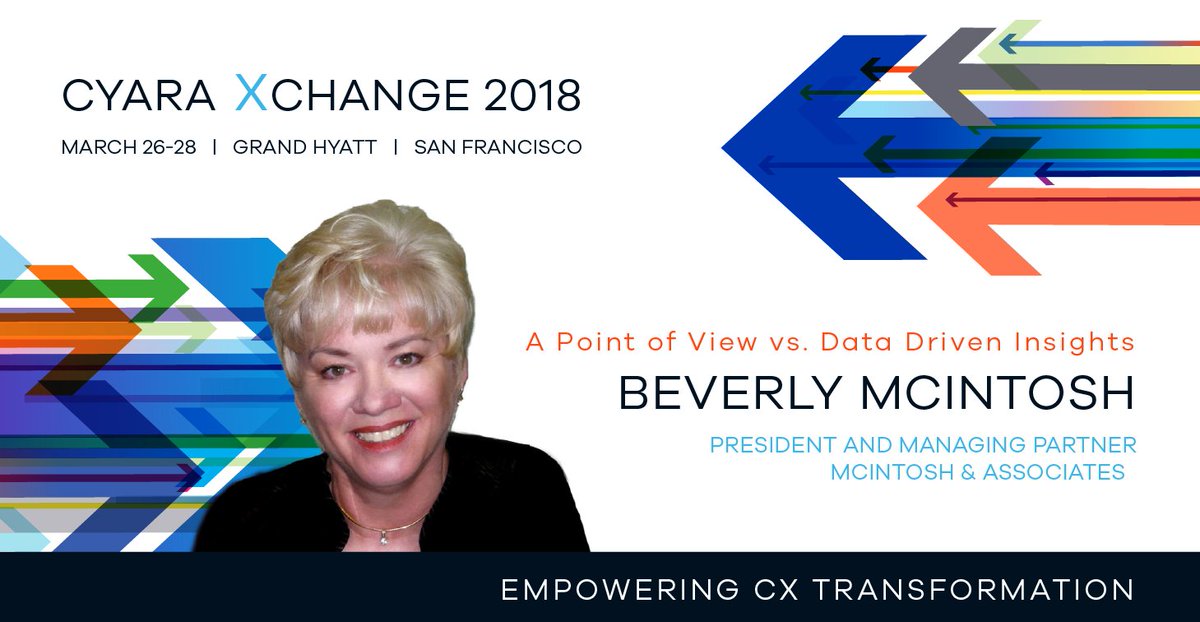GetCyara's tweet photo. Looking for the data and insights to help you understand and improve your #CX? Register Now for Cyara Xchange - thought leader, Beverly McIntosh will be presenting and we're thrilled to have her. https://t.co/Dj19gP5BeD #CXchange2018 https://t.co/5vyMOvUTaJ