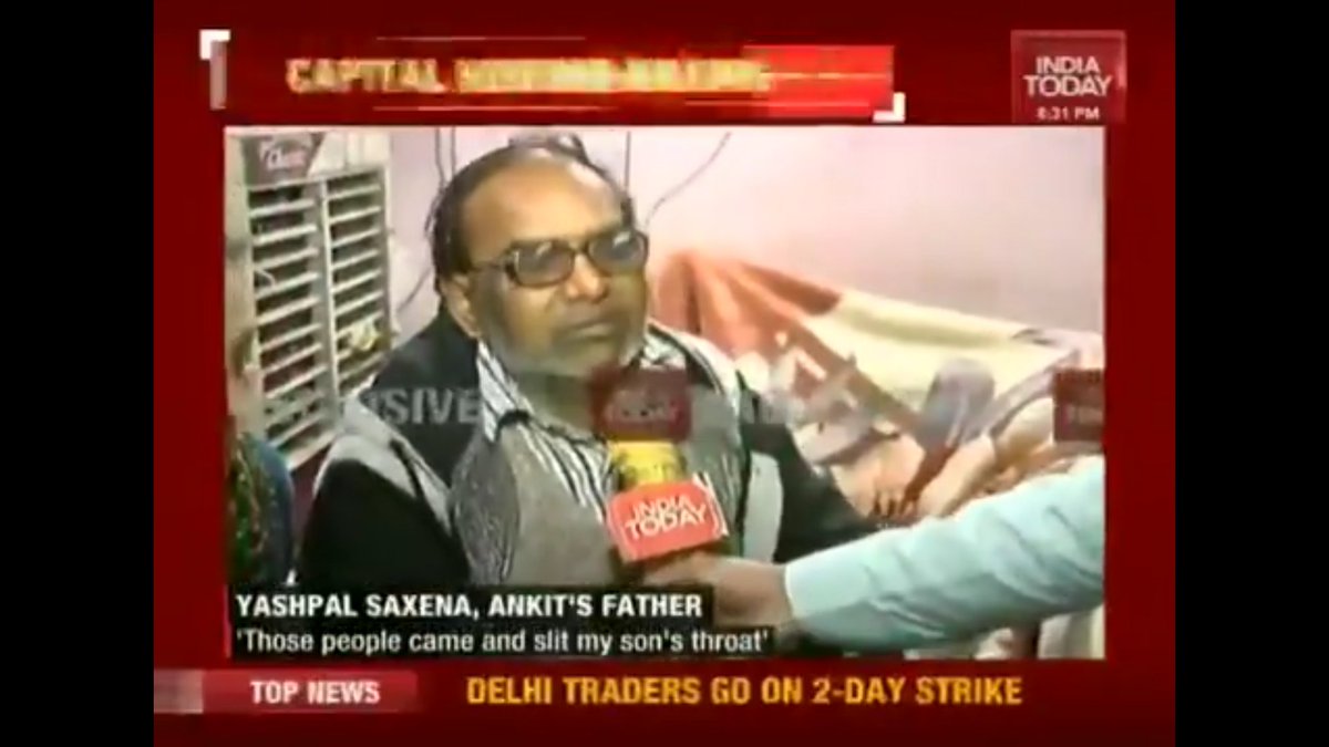 AninBanerjee's tweet photo. The father has 4 stents in heart. Mother underwent surgery and is diabetic. Only son was 23 year old Ankit who has been beheaded y'day. Just because he was a Hindu and courting a girl from minority community? No this is not Bangladesh or Pakistan. This is capital Delhi. https://t.co/mKjQLUP2AY