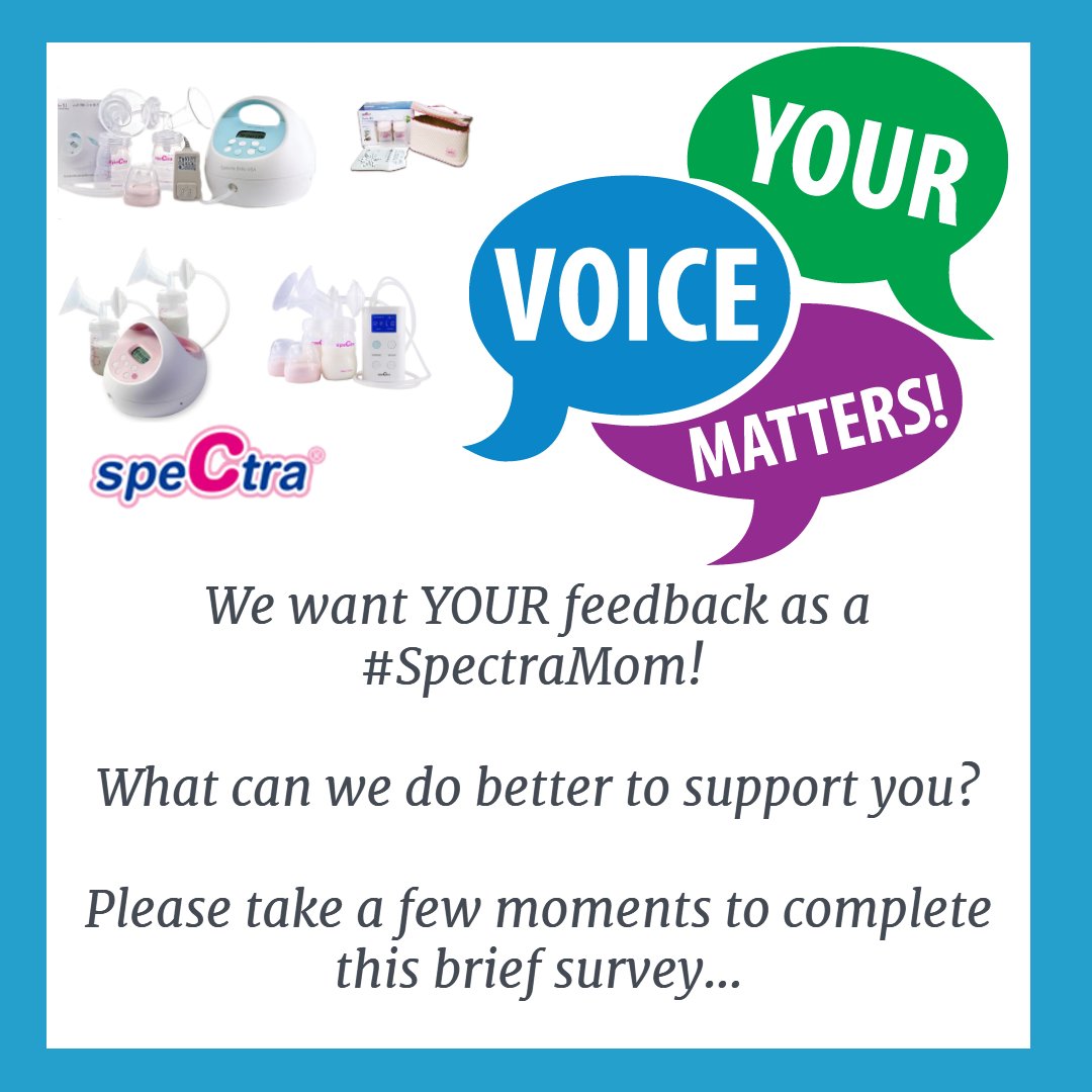 SpectraBabyUSA's tweet photo. We want YOUR feedback as a #SpectraMom!
What can we do better to support you?
Please take a few moments to complete this brief survey: https://t.co/IJ6UdSTNKv
#ShareYourSide #YourInsights #SpectraSurvey #SpectraStory #Spectra #Spectrabreastpump #Survey #Input #Feedback #Pump https://t.co/jPl6LLCh1Y