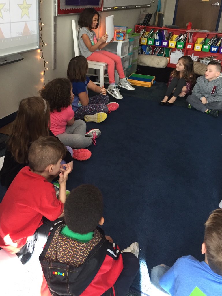 In first grade we are sharing using our Author’s Chair. We know how important it is to keep our eyes on the speaker while they are sharing👀 We loved writing silly animal stories! 😂#NCSDLearns
