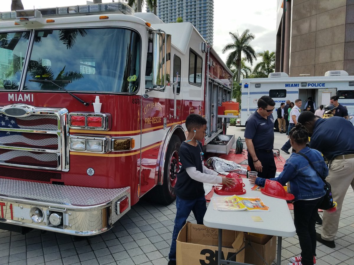 IgnatiusCarroll's tweet photo. @miamifire along with other departments participates in the #takeyourchildtoworkday event held at the MRC. https://t.co/h1u5z6Nm39