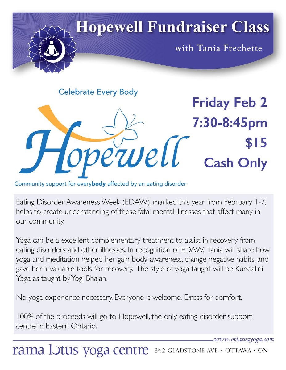 We are holding a Hopewell Fundraiser Yoga Class at <a href="/RamaLotusYoga/">Rama Lotus</a> from 7:30pm-8:45pm. Come join us for a night of meditation and yoga! #Namaste #EDAW2018