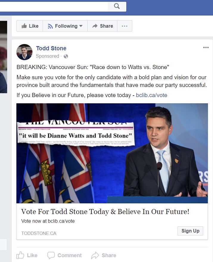 kinsellawarren's tweet image. Not just #fakenews - #fakeheadline! Stone is on final ballot of the BC Lib race and the source is, um, Stone! He even hired the guys who won Trump and Brexit social media wars.  Seriously.  Sun story: vancouversun.com/news/politics/…?