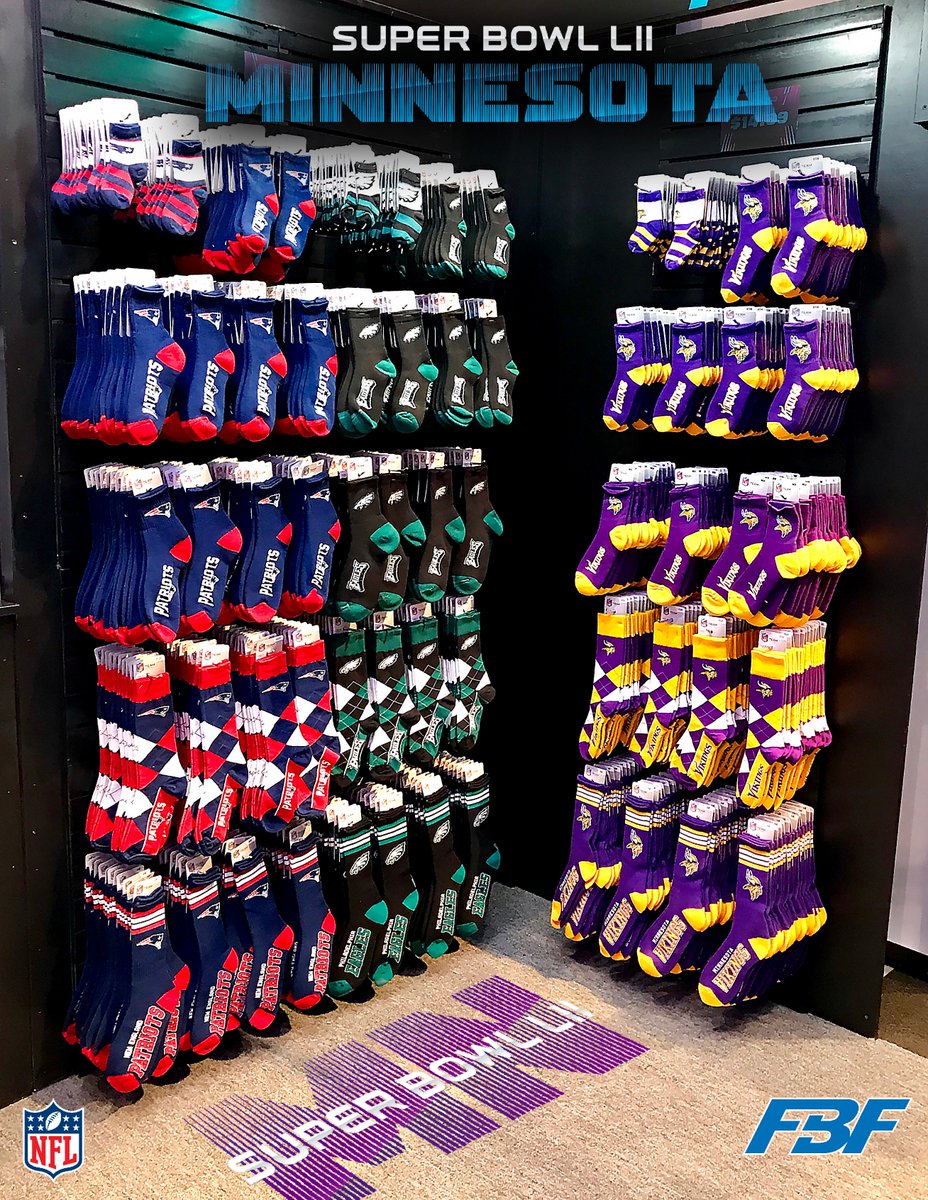 ForBareFeet's tweet photo. Start your #Superbowl weekend off right!! Get your Superbowl gear at our booth in the @NFLExperience !! #fbforiginals #socks #nfl #patriots #eagles #nflsocks #sublimatedsocks #customizedsocks #football @NFL @SuperBowl Bowl @FBFOriginals https://t.co/CnjM7Xldyt