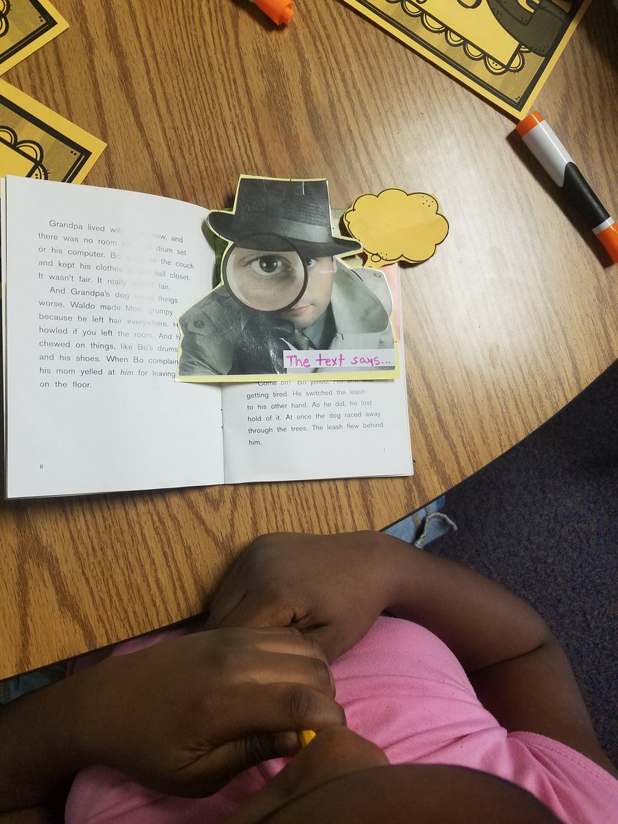 Newagedteacher's tweet photo. Student being the investigator...looking for the evidence!! #FLAleads  #textevidence https://t.co/HQCOvUDO1B