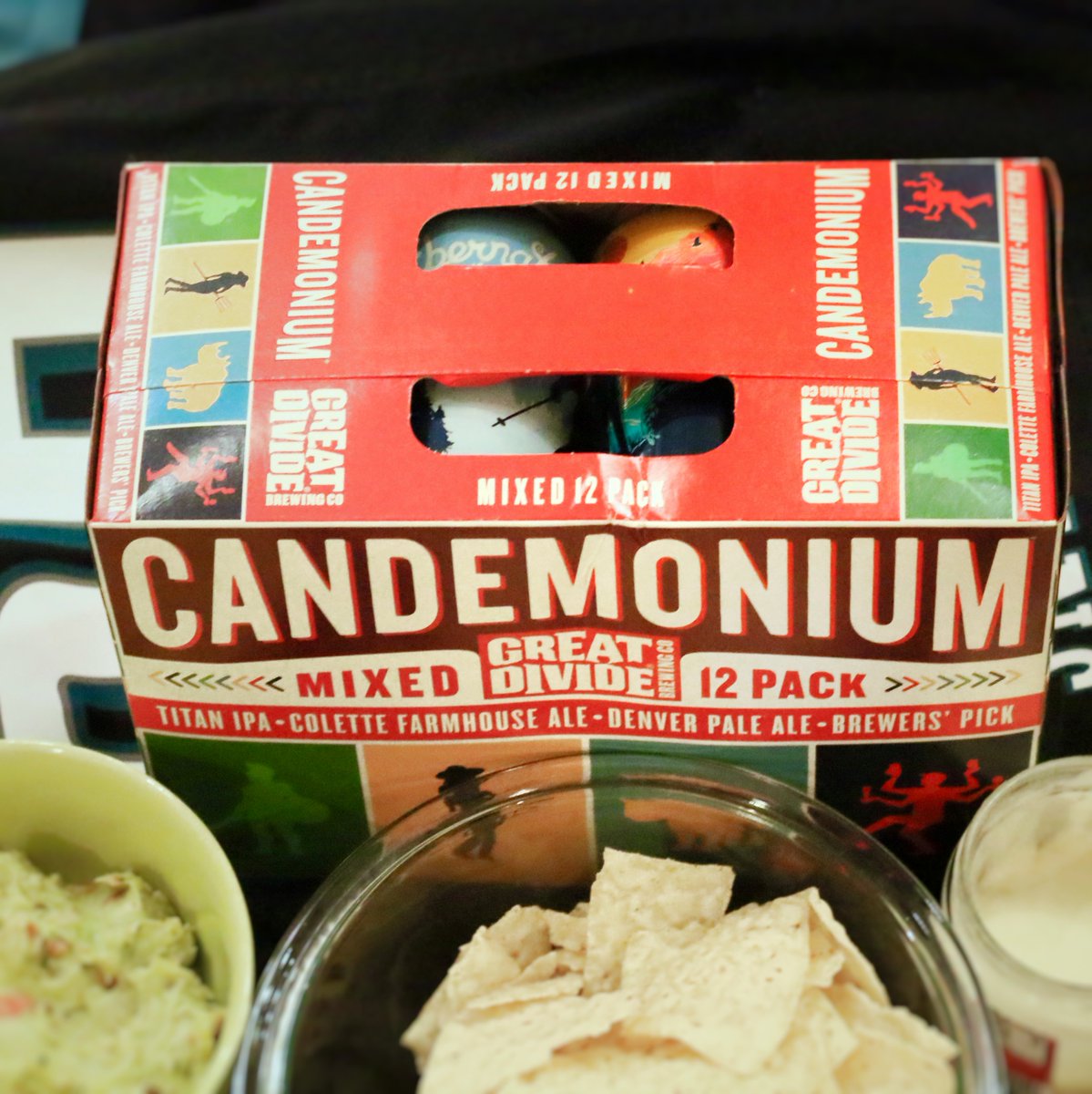 greatdividebrew's tweet photo. Bring this crew of #BoldCharacters to your #SuperBowl52 party and you'll be this year's Superbowl MVP. #Candemonium #CraftCans https://t.co/VMR1FwCsPw