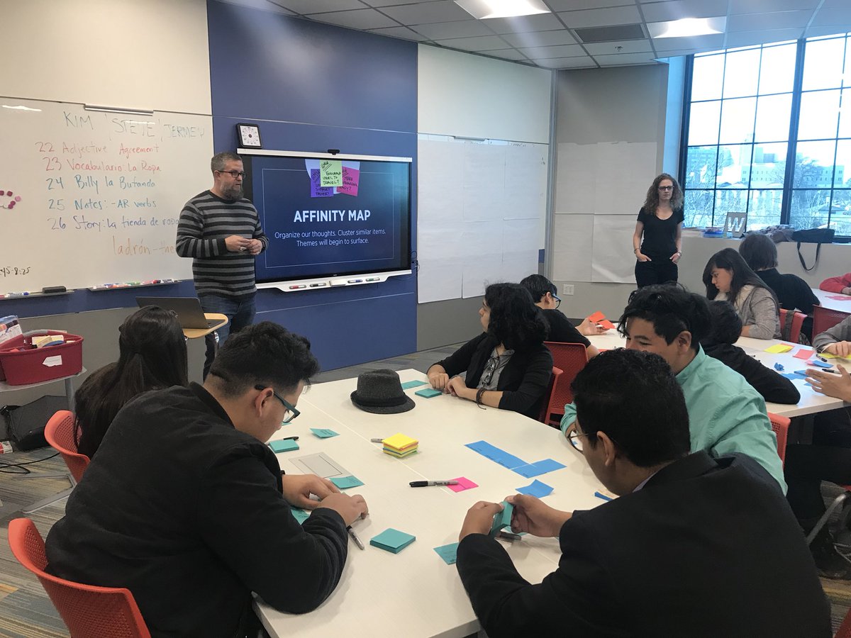 CASTtechSchool's tweet photo. Thanks to @USAA and @MarinaGavito for sending Kim, Steve, and Jeremy to facilitate an amazing UI/UX workshop for our Digital Arts students. They designed, built and pitched prototypes for left handed users of tech! @sa_works #usaalife #teamusaa #realdreamsrealfutures #SAJOBSHADOW https://t.co/f4t9rSkVlB