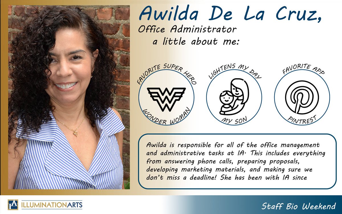 IALighting's tweet photo. It's that time again where we would like to introduce you to our delightful IA staff. Please give it up for our office administrator, Awilda this #staffbio weekend! #celebratepeople #lightingdesign https://t.co/nX9GTlEs7o
