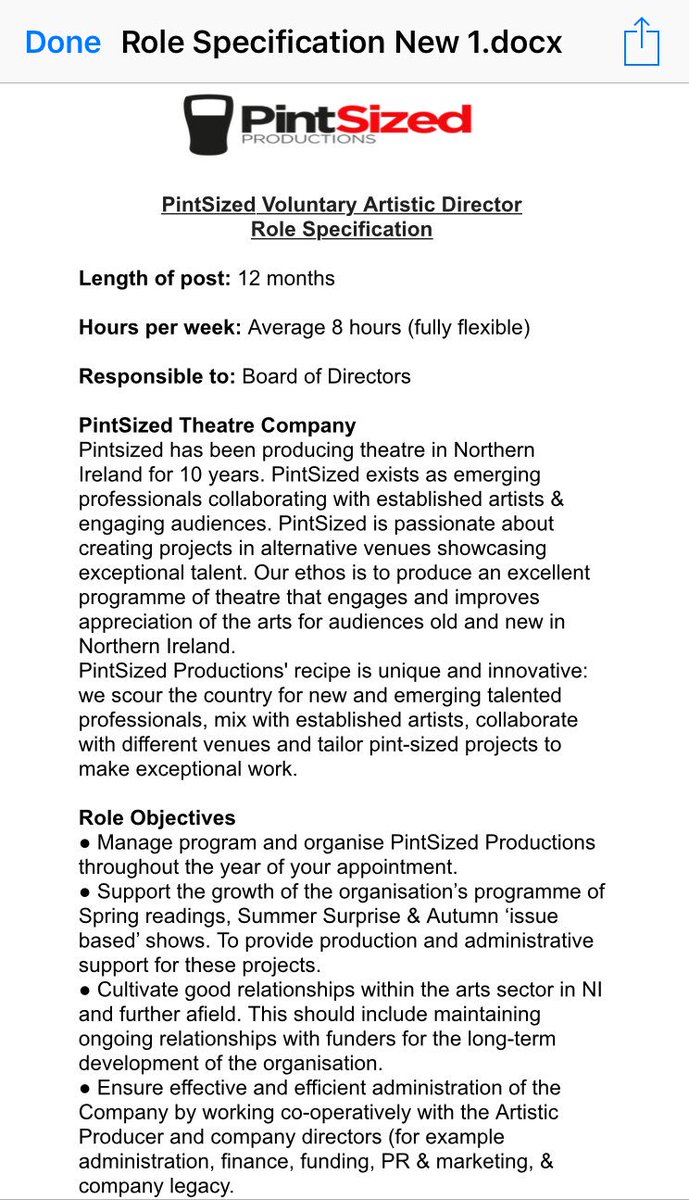 We’re looking a Voluntary Artistic Director. Ever wanted to run your own theatre company? We’re regularly funded and 10 years old.. if your an Emerging Director and want to learn how a theatre company runs Email pintsizedproductions@gmail.com for a wee application form :)