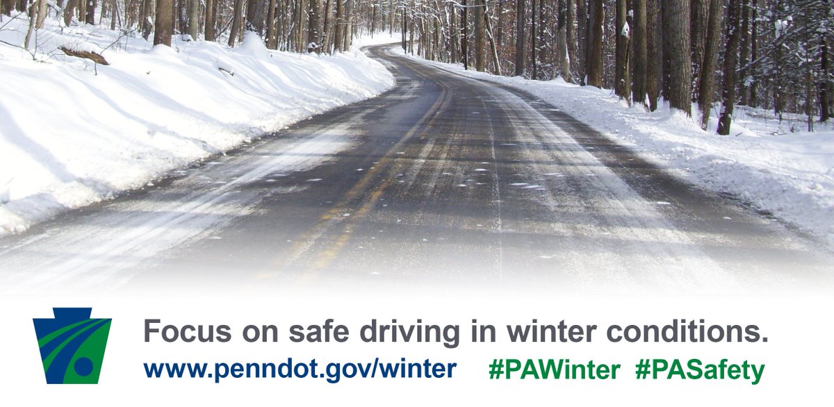 PennDOTNews's tweet photo. Remember to focus on safe driving in winter conditions. More at https://t.co/4TW9ALEMES.
#PAWinter #DriveSafe #PASafety https://t.co/rFlu9Dzmvr