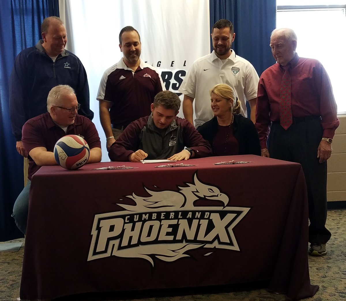 SiegelVball's tweet photo. Congratulations to Sr @cjlester65 for being the first signee on Cumberlands Men's Volleyball Team. That program is the first Men's program in TN and makes it's debut next school year! Congrats Christian!! https://t.co/QpNfPMlVGm