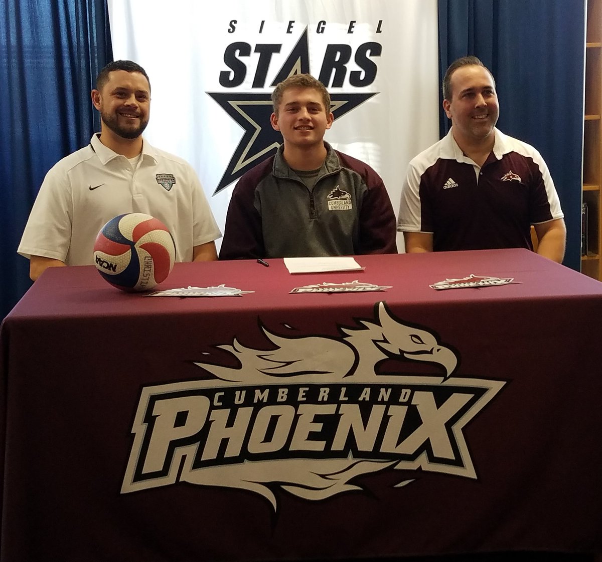 SiegelVball's tweet photo. Congratulations to Sr @cjlester65 for being the first signee on Cumberlands Men's Volleyball Team. That program is the first Men's program in TN and makes it's debut next school year! Congrats Christian!! https://t.co/QpNfPMlVGm
