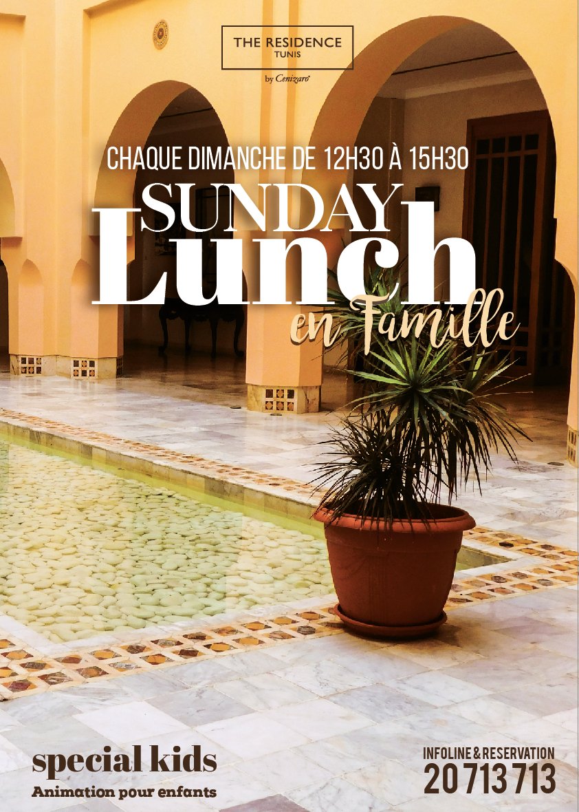 TheResidenceTun's tweet photo. Rendez-vous chaque dimanche de 12H30 à 15H30 @ #TheResidenceTunis pour un "#Sunday #Lunch" exceptionnel ! Venez à la découverte de saveurs avec des épices du monde qui vous apporteront une touche de voyage dans vos plats préférés !
☎️Infoline : 20 713 713 https://t.co/V9ymgtDTRD