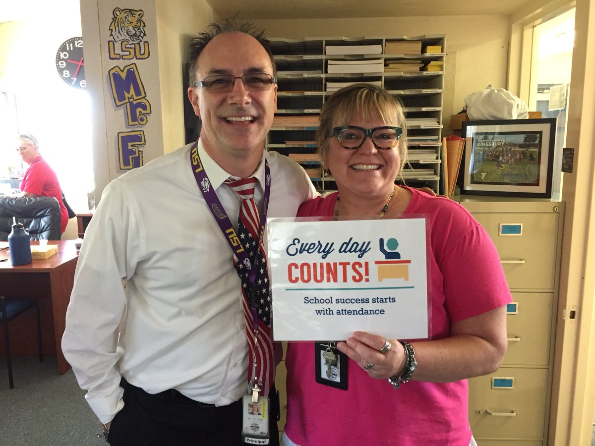 Mr. Flowers and Miss Deb are rockin their Attendance Awareness Campaign! @KingsburyEL