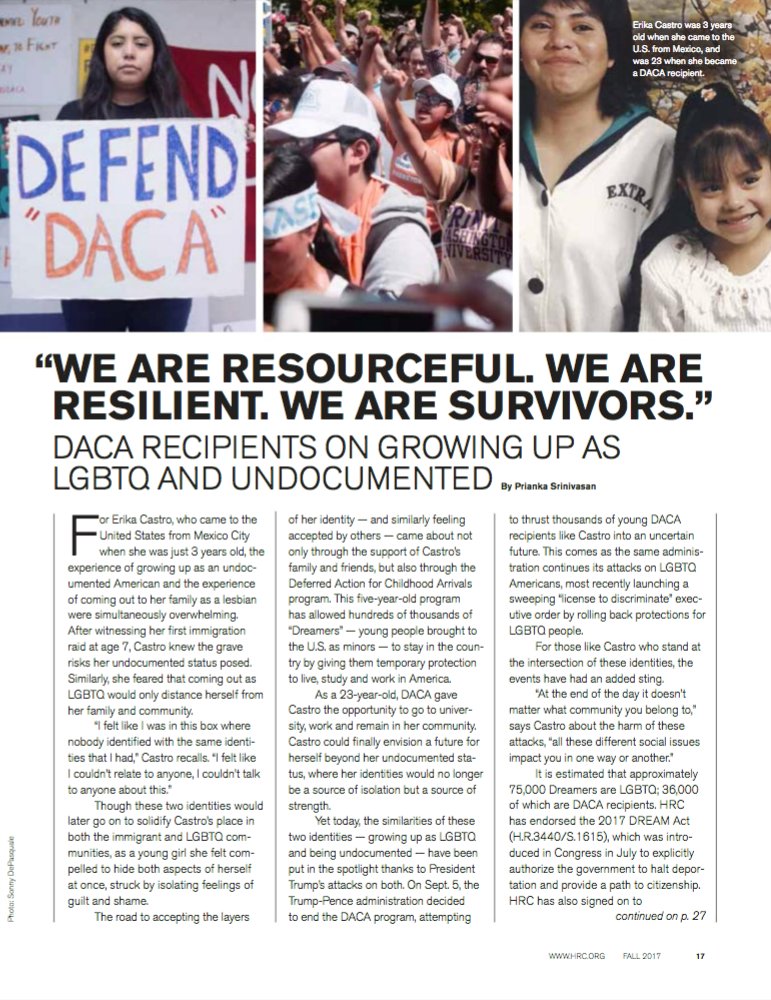 HRC Equality Magazine Article: "DACA Recipients on Growing Up As LGBTQ and Undocumented"