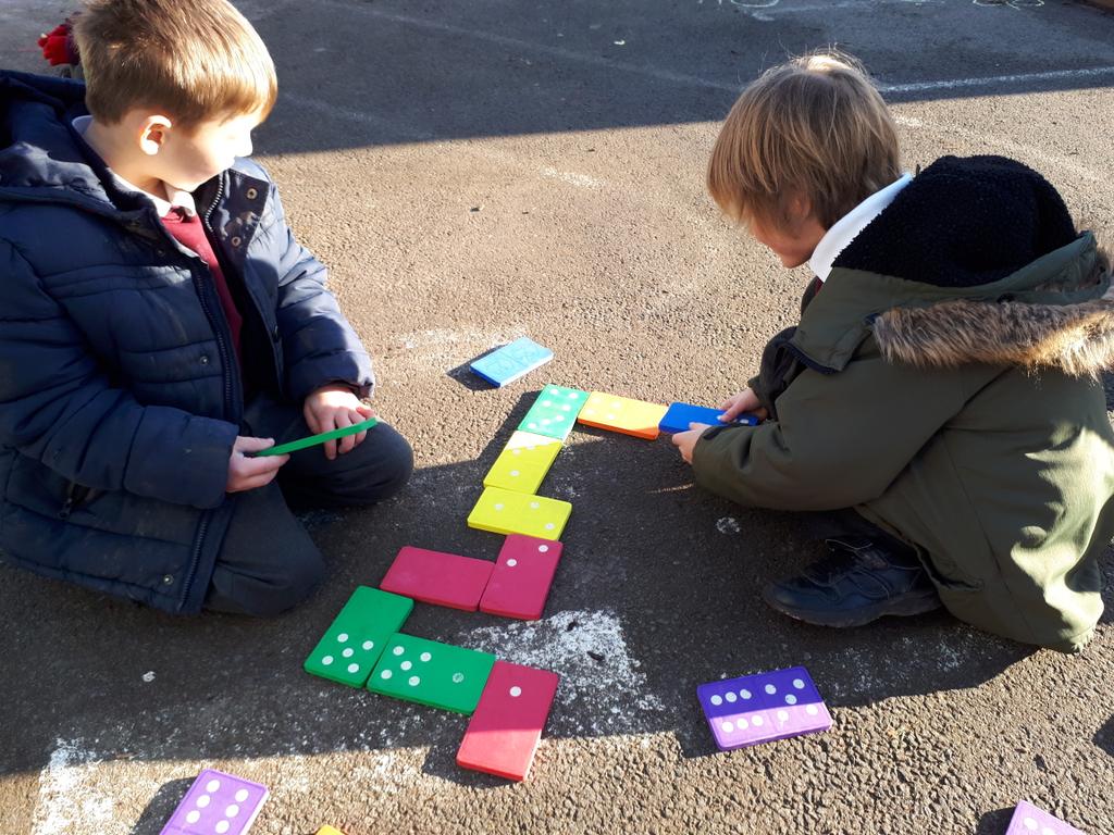Emma5Hills's tweet photo. In Y1 we took our maths learning outside today and found lots of ways to tell subtraction stories #abbotsmaths @MissBorgeat @MissRolfe https://t.co/BclGPCjAYL