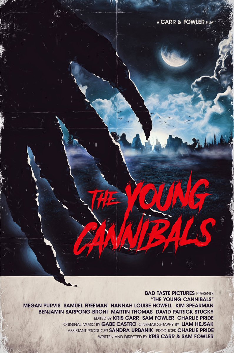 We are happy to share #TheYoungCannibalsFilm second poster!

The Young Cannibals is an #indie #horrorfilm coming soon

Seven friends unknowingly summon a monster after eating burgers made of human flesh 🍔
#CreatureFeature #FeatureFilm