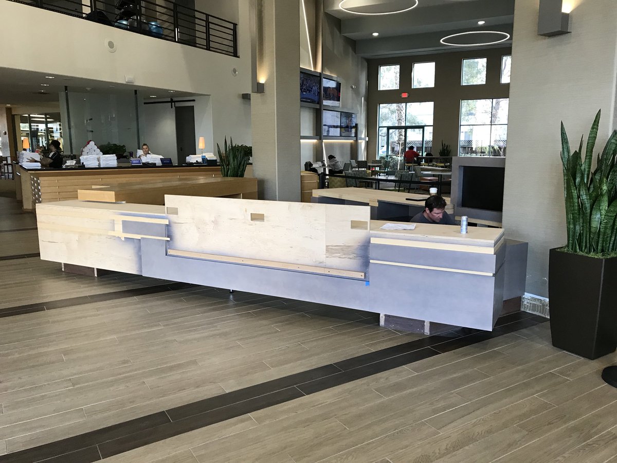 MattGugs's tweet photo. New front desk @ClubSportFre is looking great so far... Great job Metro Caseworks... #building2018 https://t.co/gPd7c3HCfP