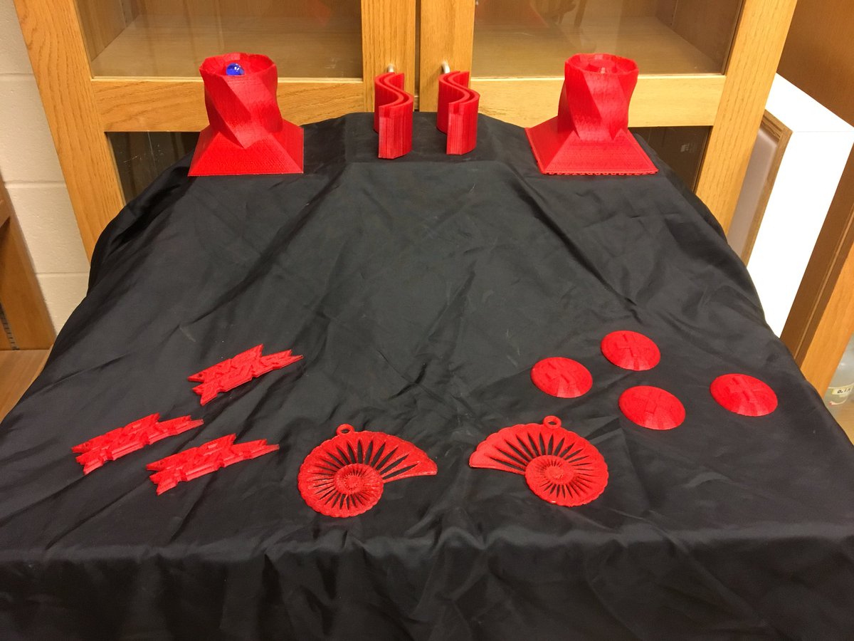 SteveMaier_'s tweet photo. 3D printed trophies 🏆 for the roller coaster 🎢 engineering design challenge in HS physics! Chariots of Fire theme song filled the room while slowly wheeling the cart into the classroom! #GoldbugPride https://t.co/yJKkztEb4n