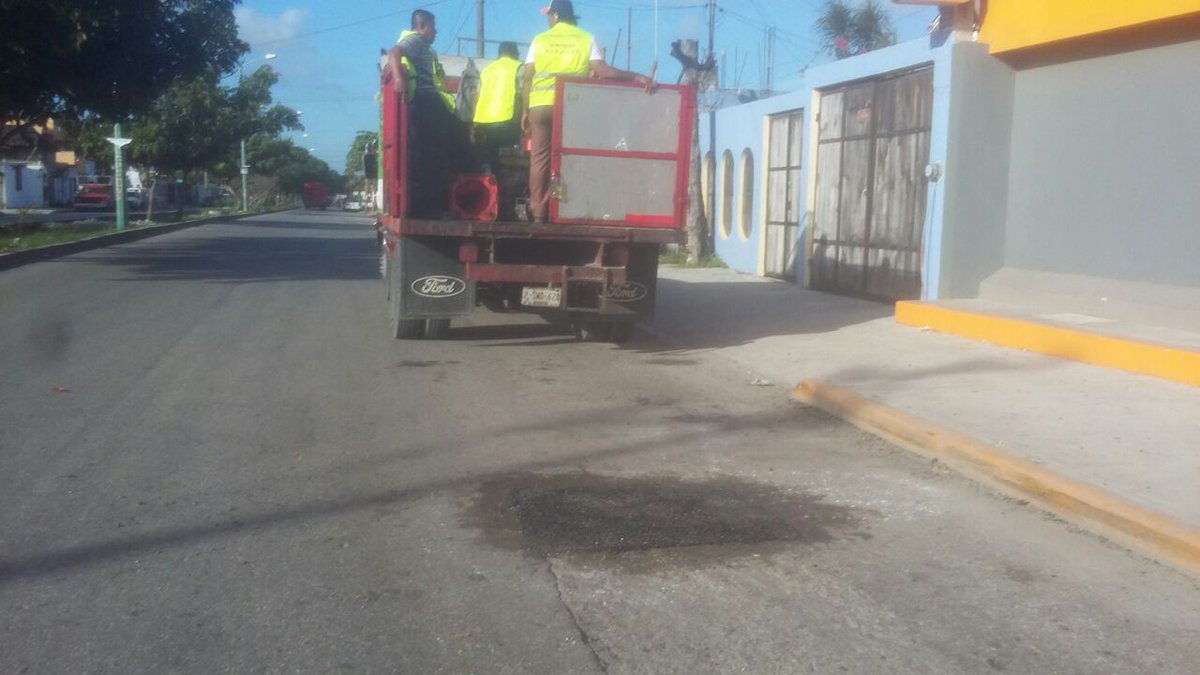 #BrigadasVerdes se encuentran trabajando en el mantenimiento de vialidades en la Sm. 100, Av. Miguel Hidalgo #NoPararemos✅

<a href="/rembertoestrada/">Remberto Estrada</a> <a href="/RogerEspinosaR/">Roger EsPro</a> <a href="/jlcgcachorro/">jlcg cachorro</a> <a href="/manolomprieto/">manuel prieto loera</a> <a href="/AytoCancun/">Ayto Benito Juárez</a>