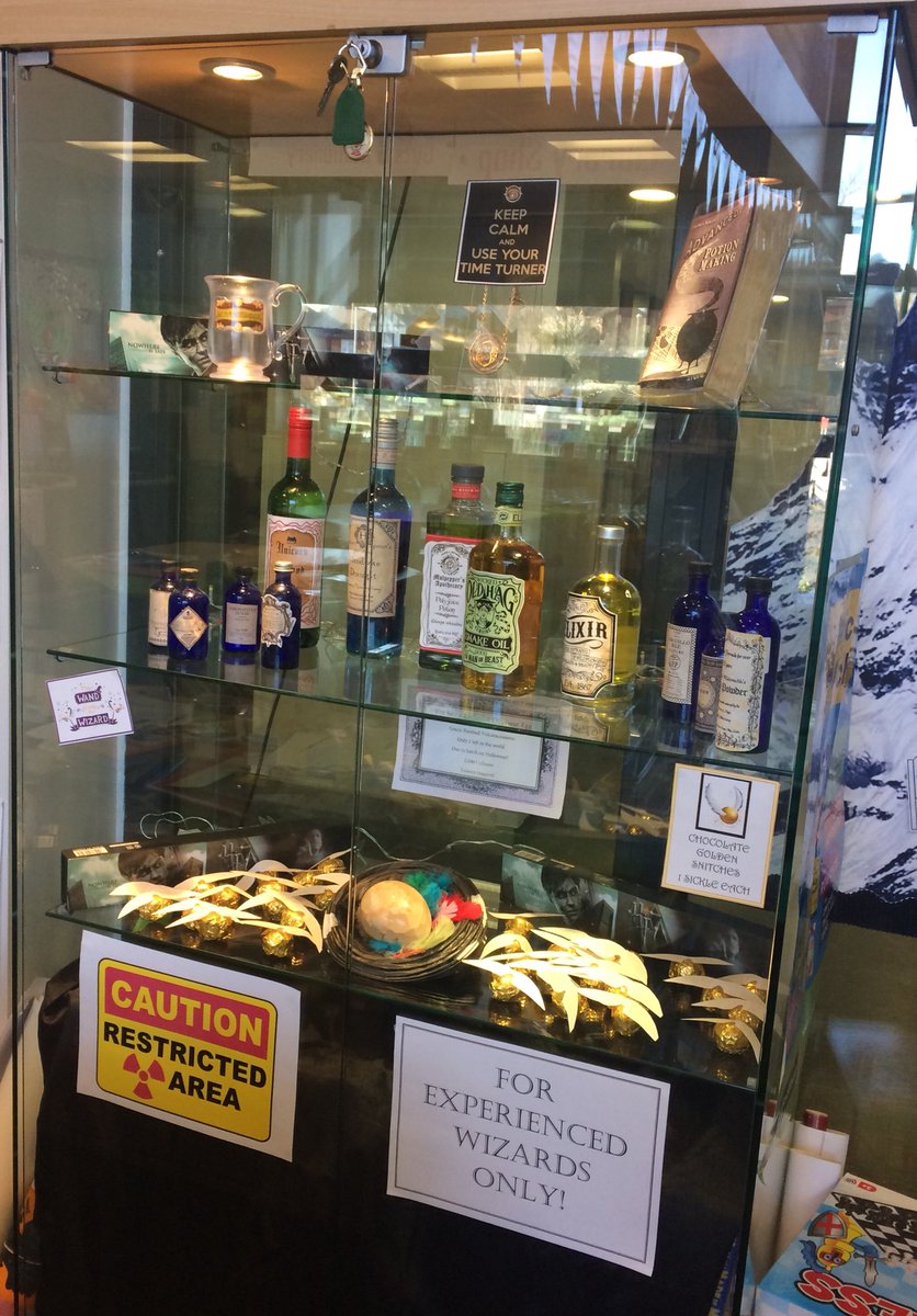 louhallam's tweet photo. Our library shop transformed for Harry Potter evening. https://t.co/W40OHXuxWH