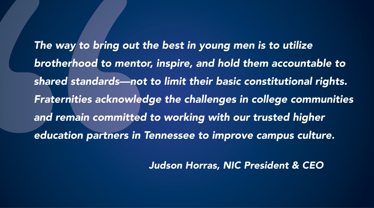 nicfraternity's tweet photo. We call on TN Rep. John DeBerry to withdraw his misguided bill that would have a chilling effect on student rights. We acknowledge the challenges in college communities and are committed to working with our TN higher ed partners to improve campus culture. https://t.co/5M9OGpDEWA https://t.co/0o7L1HUouy