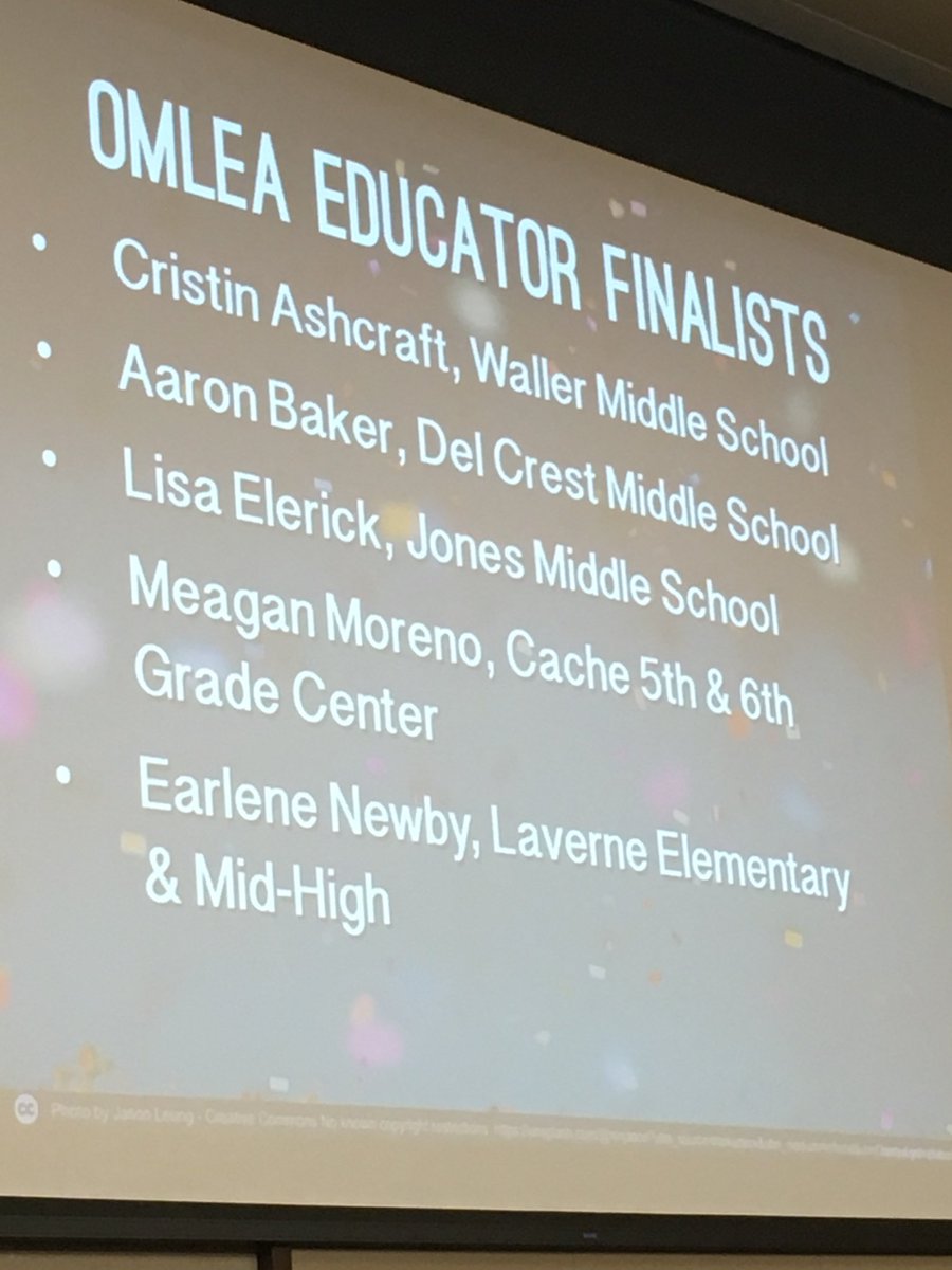 CCOSA's tweet photo. Congratulations to the #OMLEA18 Educator of the Year Cristin Ashcraft from Waller Middle School in Enid! https://t.co/6th4HGYOhQ