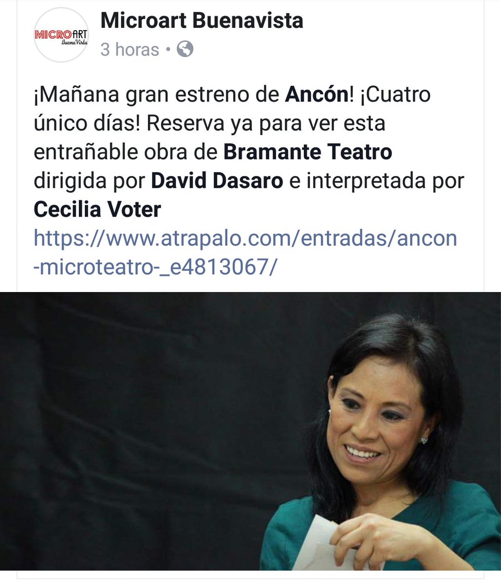 ENIGMAS_16's tweet photo. ¡Mañana gran #estreno de #Ancón! ¡Cuatro único días! Reserva ya para ver esta entrañable obra de @ENIGMAS_16 dirigida por @DavidDasaro interpretada por @ceciliavoter en @micro_art16
https://t.co/BfghGZ8nWw…/ancon-microteatro-_e4813067/ 
Producción: @Raulete_17 https://t.co/Nk7DsgyA2b