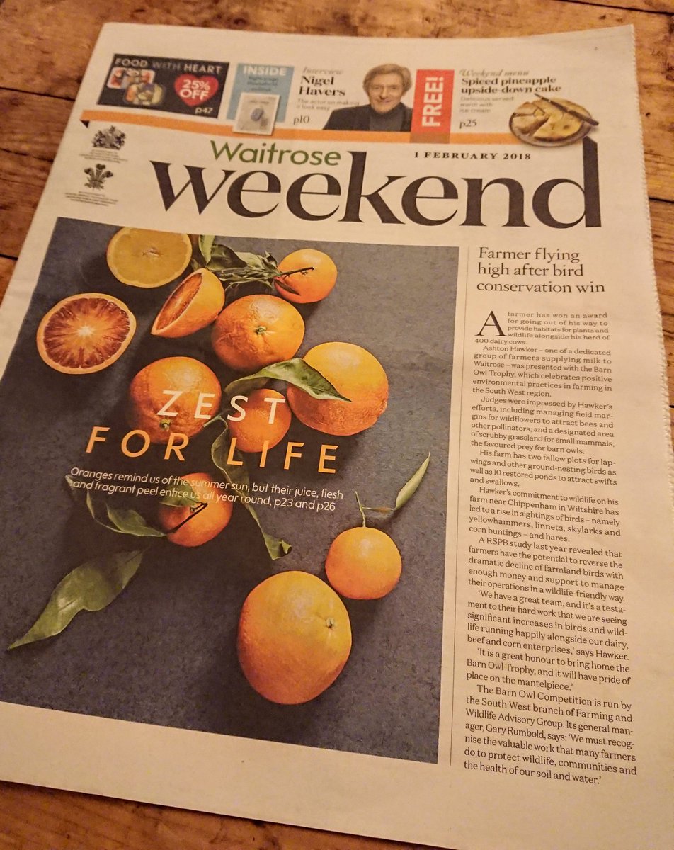 FWAGSouthWest's tweet photo. Fantastic to see our Barn Owl winner Ashton Hawker featured on the front page of @Waitrose Weekend - go pick up your free copy! #WaitroseWeekend #FWAGSW https://t.co/lEiGSqyMvD