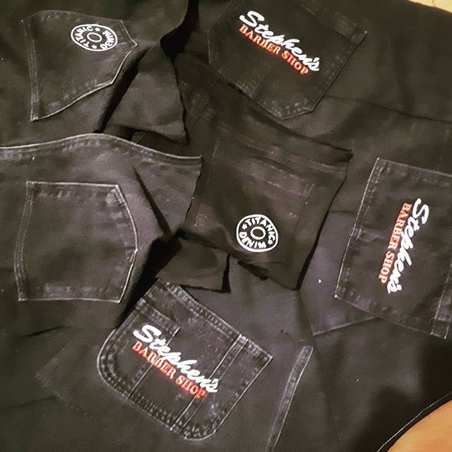 On_Tracks's tweet photo. The first @titanicdenim artisan barber aprons in Black!!!!
For the lovely Stephen @stephensbarbershop and staff.
Almost done.
#reclaimedvintagedenim #barbershop #barbers #barberaprons #blackvintage denim #loveyourplanet #ethicaldenim #ethicalfashion Cr⦠https://t.co/oOIZL23Vb1 https://t.co/mA3ckgH6ma