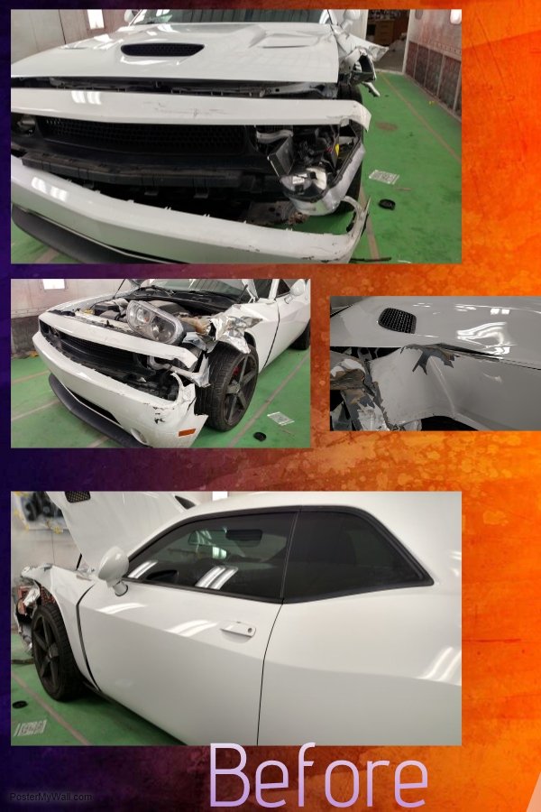 TruelineAutoBod's tweet photo. 'Tis but a scratch 🤣 before and after of the Challenger
#autobody #collision #Challenger #Billings https://t.co/HMRYwtJsh2
