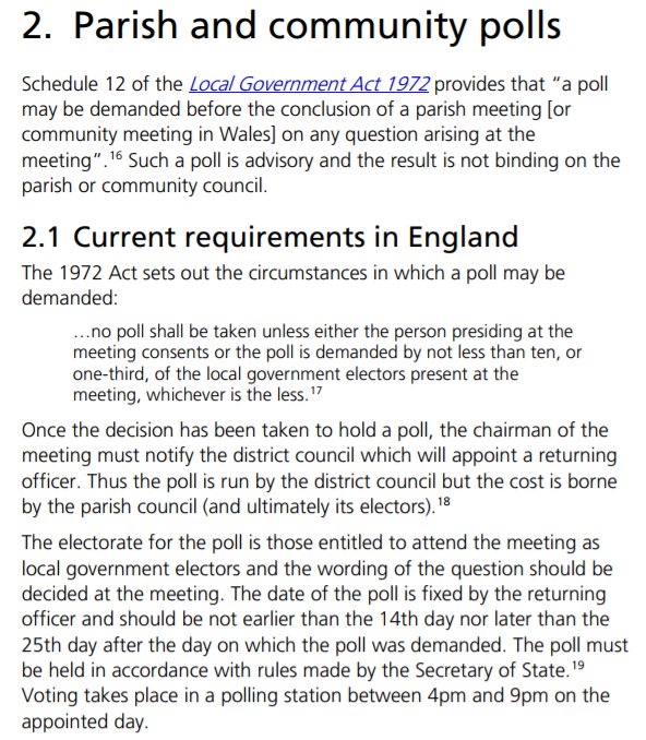 ppls2ndref's tweet image. Under the Local Government Act 1972, YOU have the right to force YOUR parish council to hold a referendum on EU membership. #PCSB (Parish Councils Stopping Brexit). Check this House of Commons briefing paper - researchbriefings.files.parliament.uk/documents/SN03…