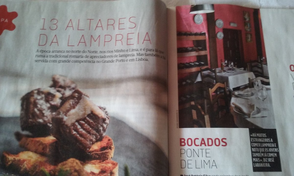 RestBocados's tweet photo. Os treze altares para a lampreia em Portugal.
Hoje voltamos a estar em destaque na Evasões (JN e DN). https://t.co/LXnGsg0BzM