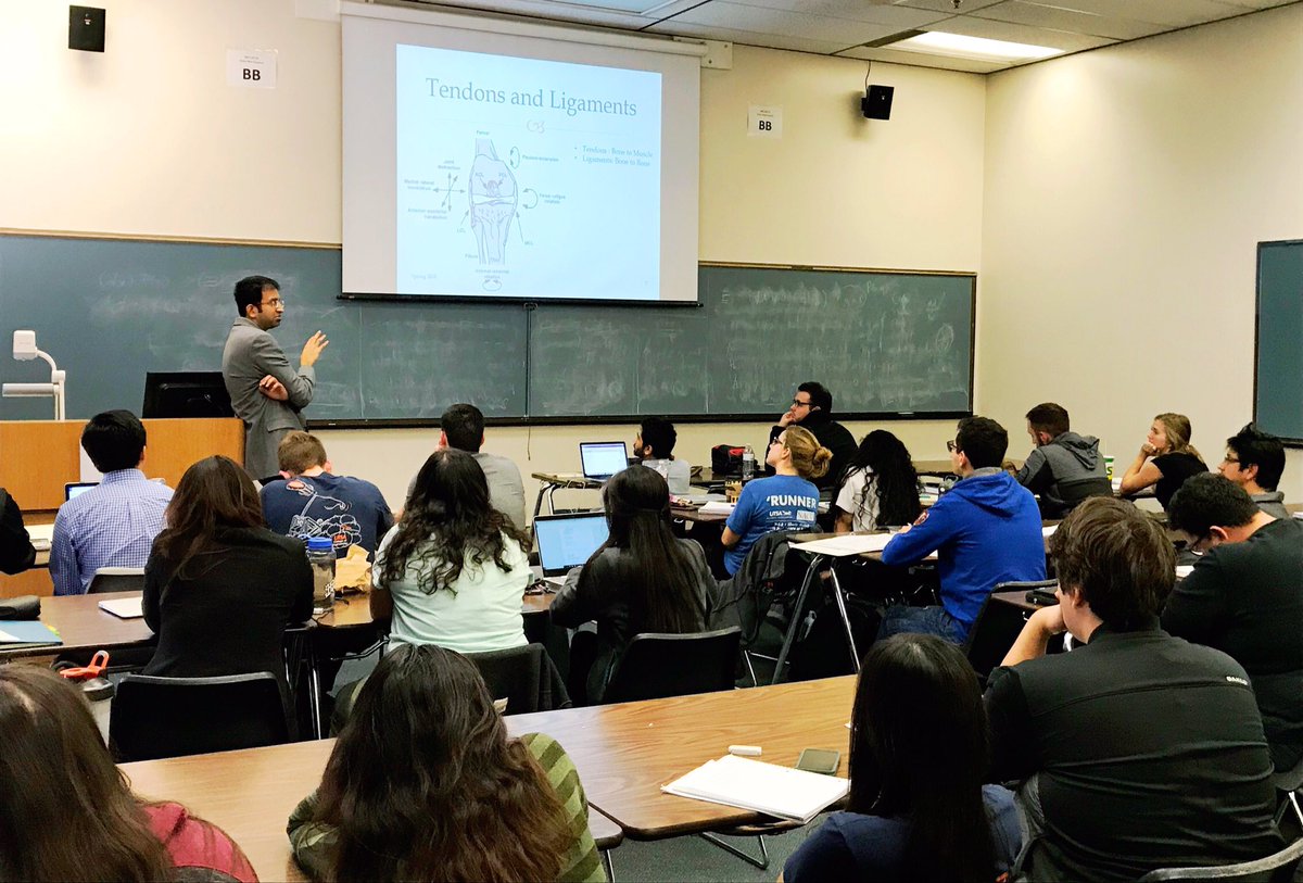 UTSA's tweet photo. Spotted: Dr. Teja Guda teaching students about tendons and ligaments. #UTSA #Science #Biomed #TissueMechanics #MSBuilding https://t.co/H8eUshdre5