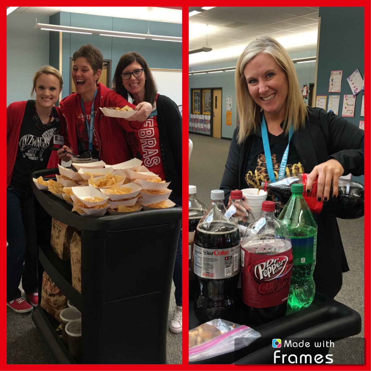KemperMelissa's tweet photo. Thanks for the Friday afternoon pick me up Z-Team! Drink cart along with chips and salsa from @unclejulios ...yum!! @ZwinkKISD @CarissaTalk @chantaleschrad1 @lyndsay_lu https://t.co/1sQO47ele7