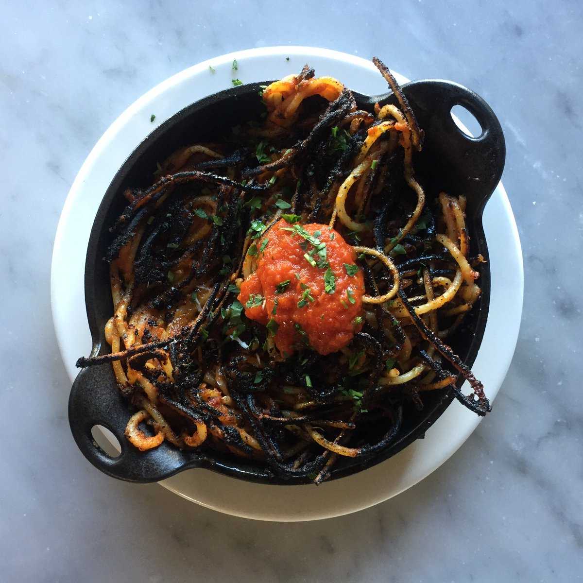 FormaRestaurant's tweet photo. Happy #GroundhogDay! Looks like we're in for #6moreweeksofwinter. Bring on the #apulianstyle burnt #spaghetti #assassina! 🍝 https://t.co/IN48Foj4KW