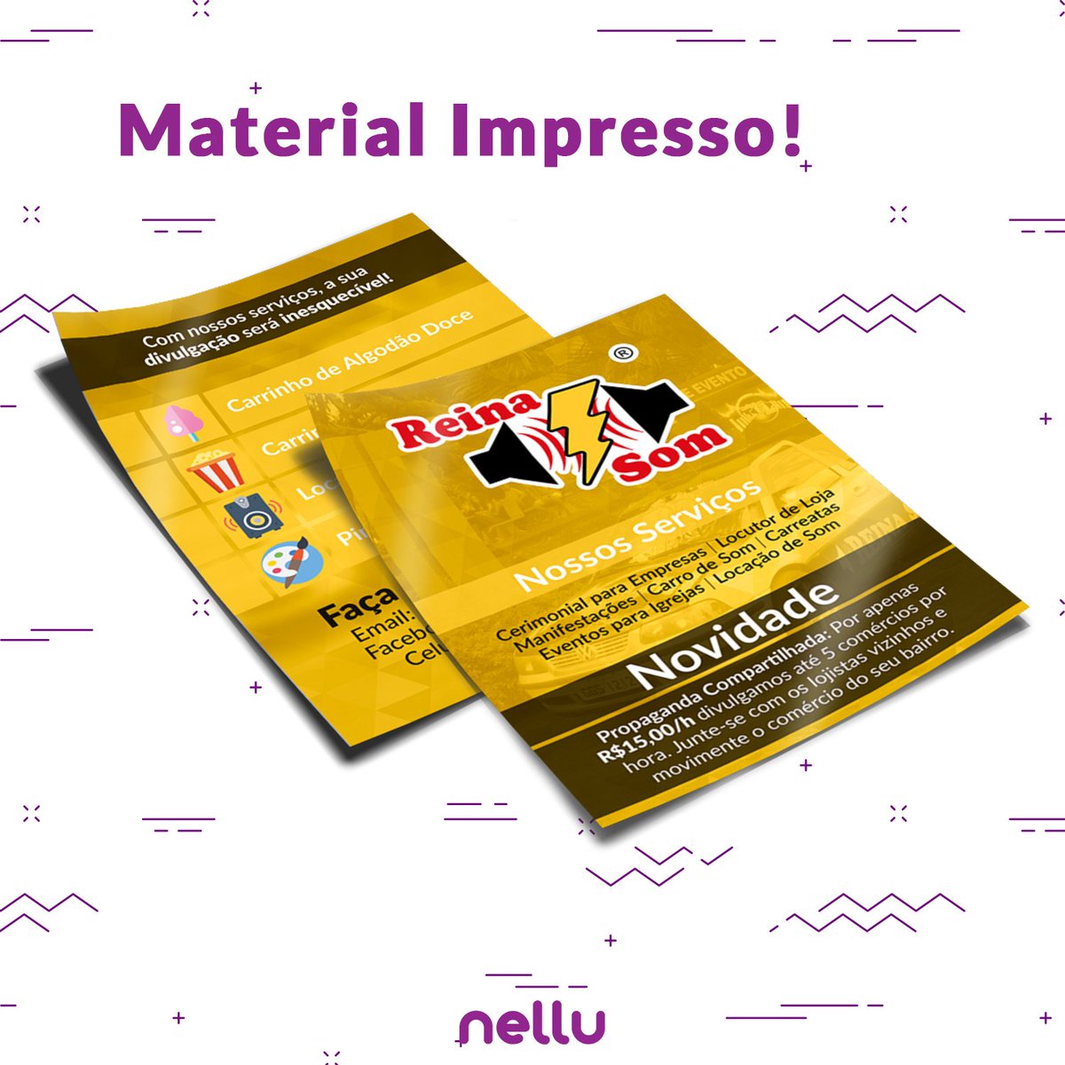 nelludesign's tweet photo. Mesmo com as redes sociais 🖥📱 mudando o que conhecemos como marketing 💬. O Boca a Boca 🗣 continua sendo a melhor forma de divulgação dos serviços prestados.
Desenvolvemos um Flyer para o Reina Som 🔊⚡ 
Enjoy! 🥂 Conte com a gente! 👊🏼😎 https://t.co/LENETeUvFc