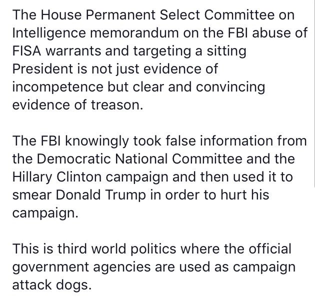 RepGosar's tweet image. My full statement on the declassified memo: