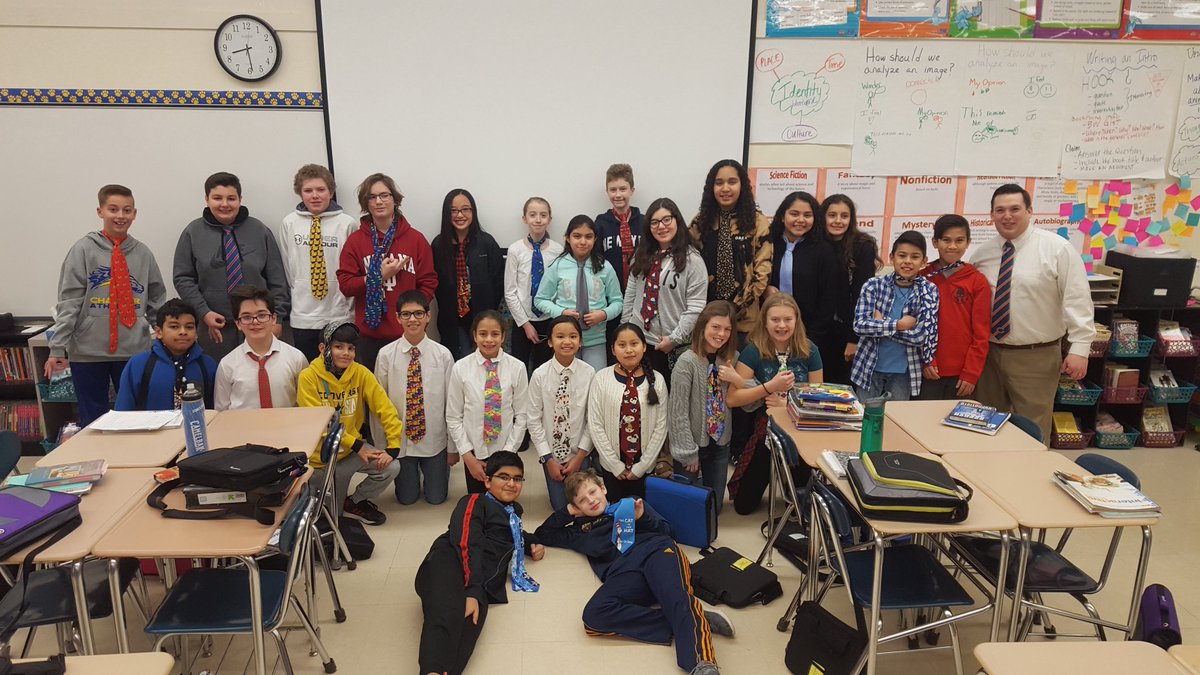 MrSender21's tweet photo. Awesome #twinday with my students! They all wanted to dress like Mr. Sender with fun ties! A few ties from my collection! #wearechurchville #igniteD205 #studentstafftwinday #teachfun https://t.co/hAO0oc4Gho