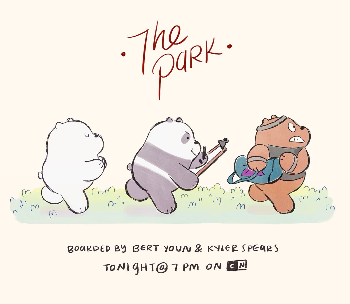 ⭐️ A new episode of We Bare Bears "THE PARK" premieres tonight at 7 PM on Cartoon Network!!! Boarded by Bert Youn and Kyler Spears! ⭐️ 