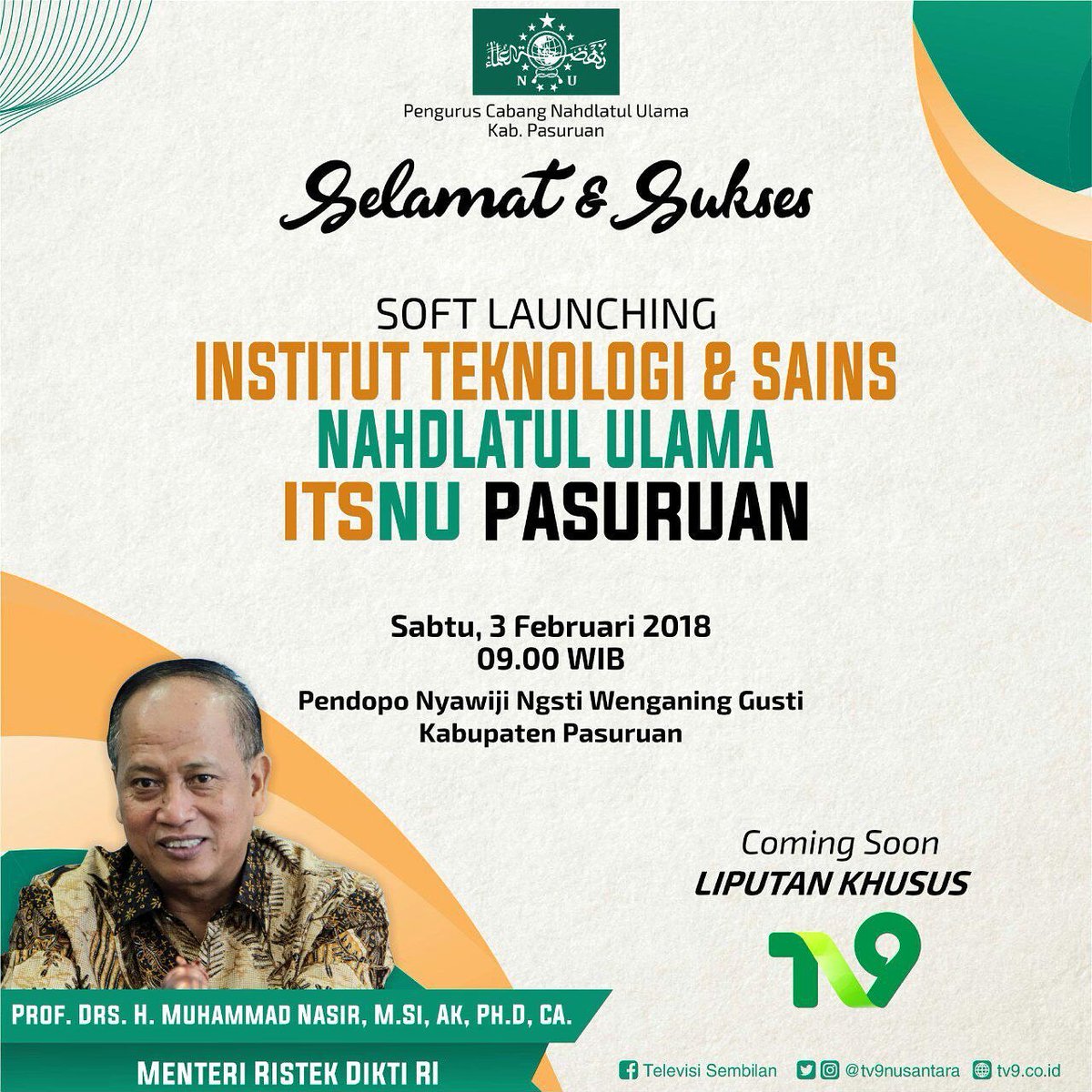 Selamat&amp;Sukses Institut Teknologi&amp;Sains Nahdlatul Ulama, ITSNU Pasuruan. Semoga NU ScienceTech College spt ini bs brkontribusi pd keberdayaan lokal n SDM Indonesia berdaya saing global. Congrats <a href="/pcnukabpasuruan/">PCNU Kab. Pasuruan</a> <a href="/PP_LPTNU/">PP LPTNU</a> <a href="/ristekdikti/">RISTEKDIKTI</a>

Cc <a href="/nu_online/">NU Online</a> <a href="/tv9nusantara/">TV9 NUsantara</a> @nujatim_online
