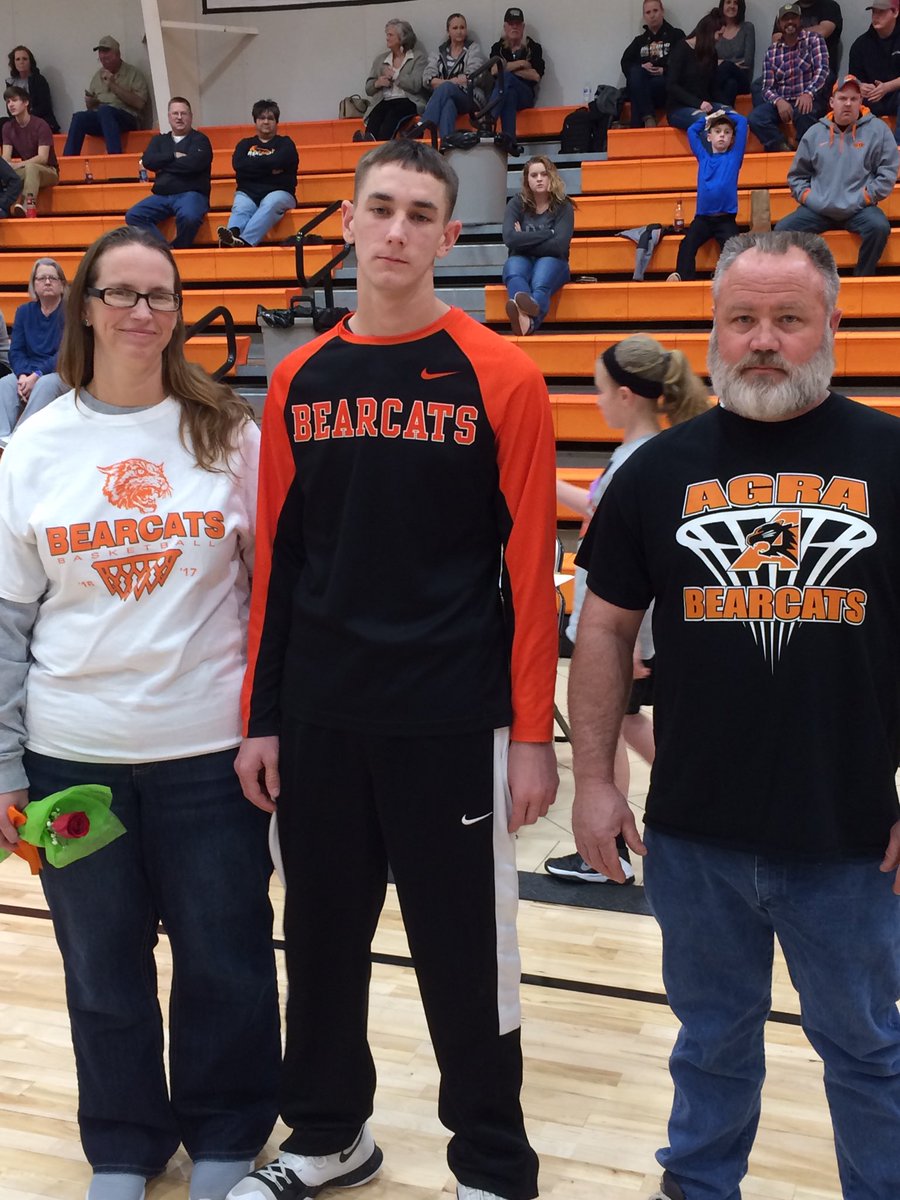 AgraHighSchool's tweet photo. Timmy Potter is photographed with parents, Timmy and Angie Potter, at AHS Senior Night Friday!! https://t.co/vexfiKxQ9O