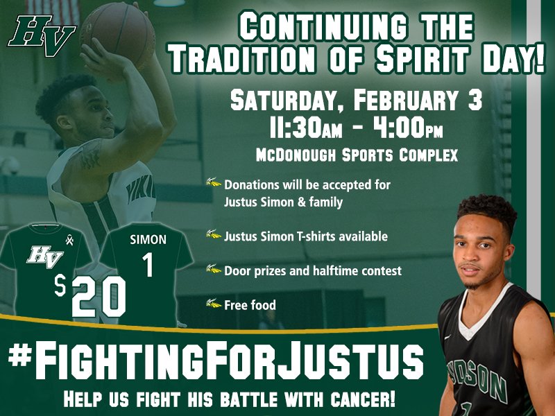 HVCCVIKINGS's tweet photo. Come out tomorrow for @HudsonValleyCC Spirit Day and support the men's basketball fundraiser to support their teammate, Justus Simon! #GoVikings Game start at 12 p.m! #FightingForJustus https://t.co/oj2vY70DDj https://t.co/rUeV8tVSWL