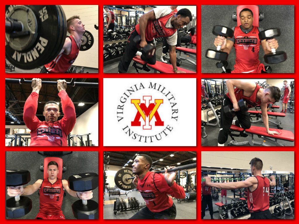 CoachDBLawson's tweet photo. In-season lifting is key in the overall development of a student-athlete during their college career. Great work effort by the Keydets Hoops team today in their Friday workout.
#TrainHardPlayFast #Lift #Strength #Develop #Cleans #Squat #Chins #Shrugs #DBBench #RDL #Core https://t.co/gAbqQxYqSn