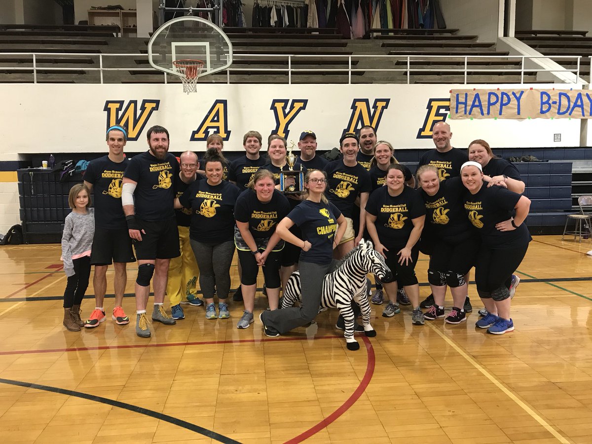 wmherd's tweet photo. Congratulations to your WMHS Staff on winning the dodgeball trophy 2 Years in a row!!! 💙💛 https://t.co/zH7J8gBB66