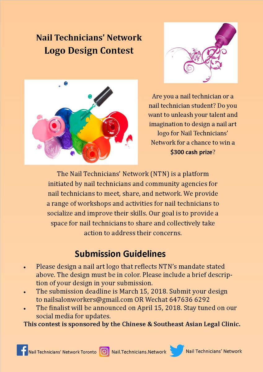 Nailsalonworker's tweet photo. Call for nail art design from nail technicians! 
Design a nail art logo for Nail Technicians' Network for a chance to win $300 cash prize! https://t.co/LLu8dE6n9U