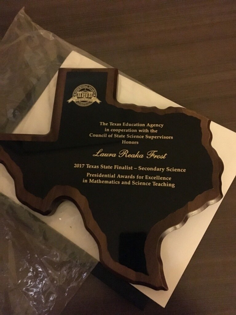 macteachs's tweet photo. In Austin today SBOE recognized Laura Frost of WHHS at FWISD as the 2017 Texas Finalist for the Presidential Award for Excellence in Mathematics  and Science Teaching. CONGRATULATIONS! https://t.co/0qHWMg0Pyz