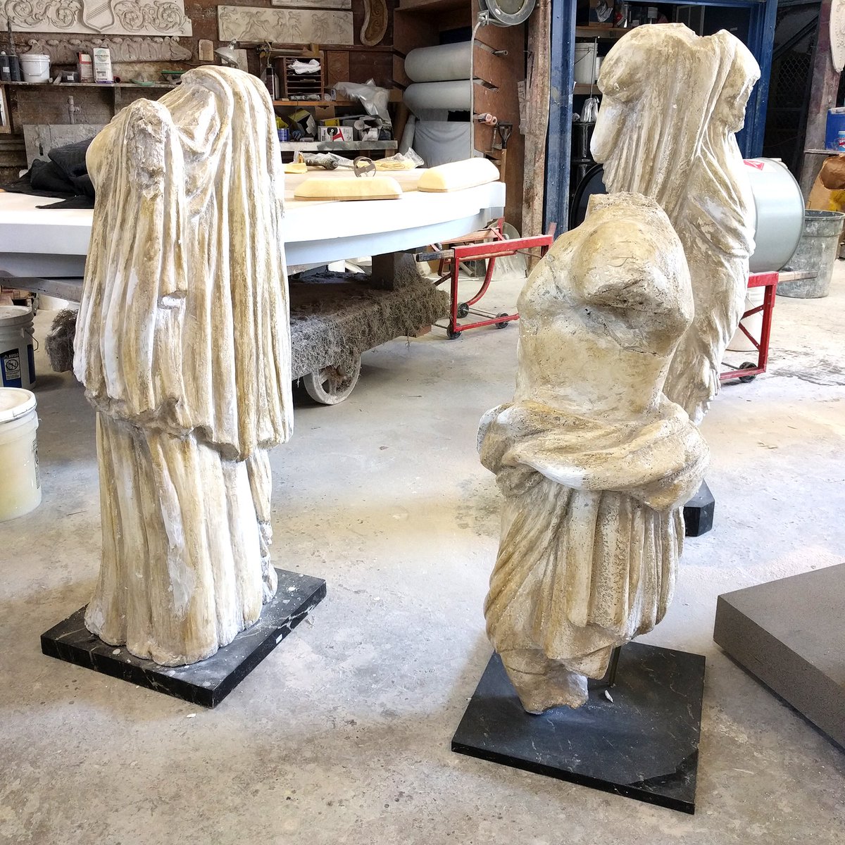 DesignStudioWB's tweet photo. #WBStaff restoring these prop statues from @wbpropertydept #wbstaff https://t.co/DINXDXgEZ6