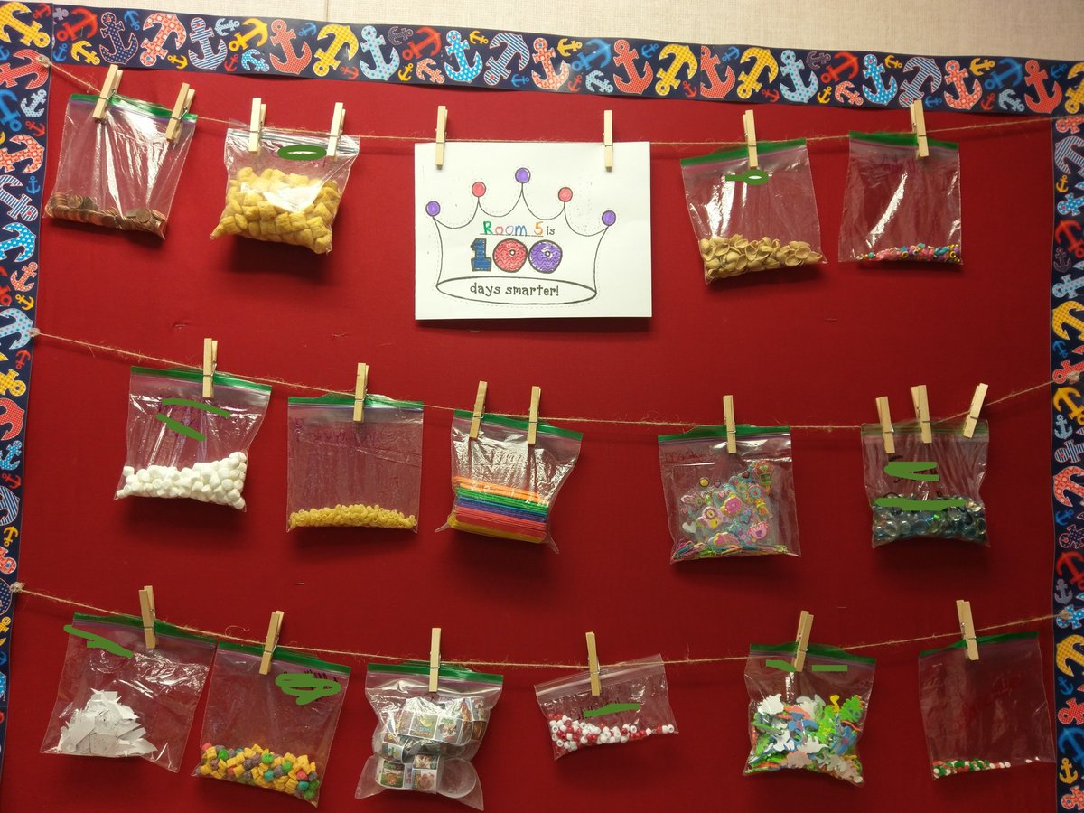 SpangerKinder's tweet photo. Celebrating the 100th day of school in #Kindergarten 
Counting to 100, sorting into tens-groups, playing "Beat you to 100".... What an exciting day!! #rcsdchampions @rcsdspanger https://t.co/cMx4NIOfR8